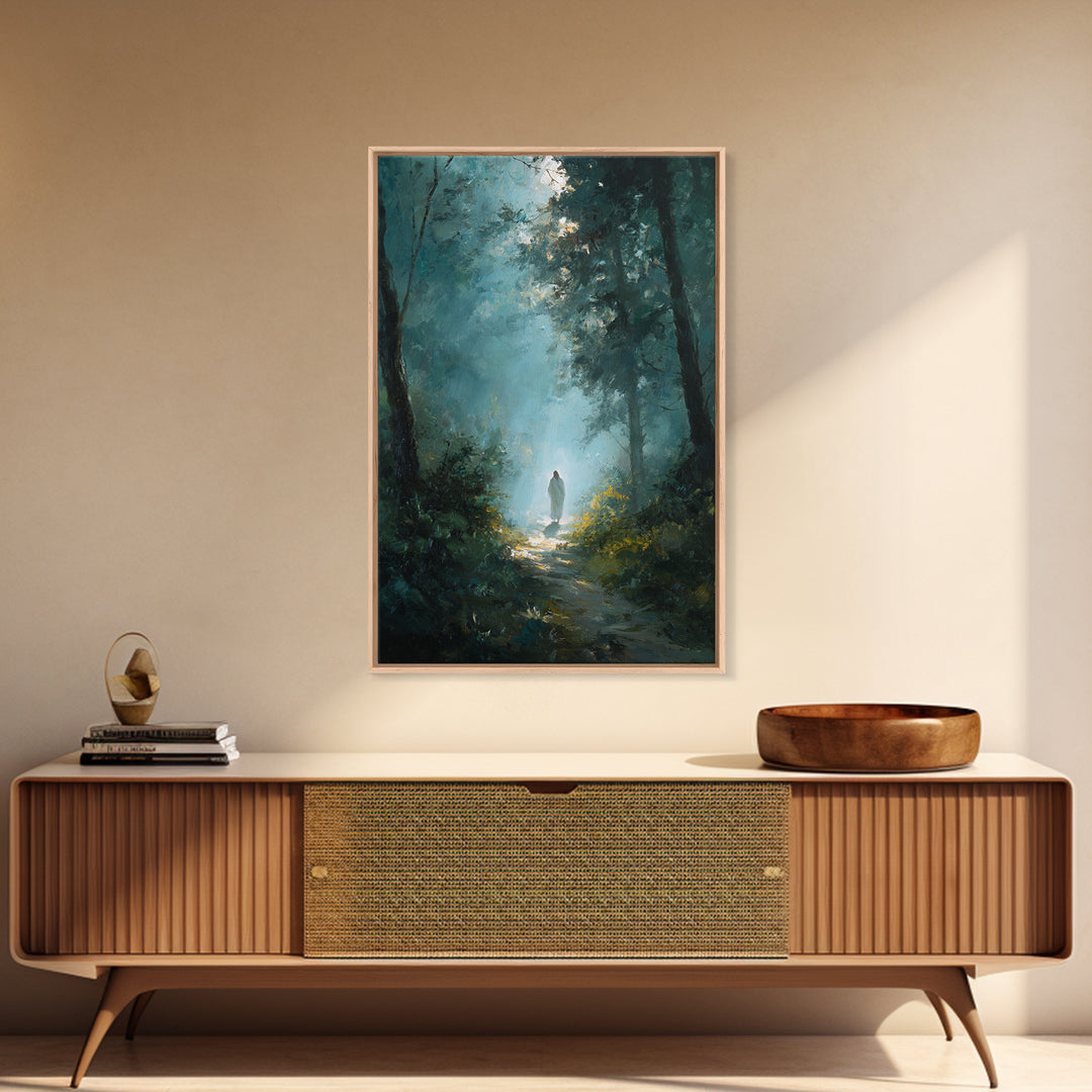 Path Of Light – Framed Canvas Print – Christian Wall Art – Jesus Painting – Christian Art Canvas – Moody Christian Art – Large Christian Pa