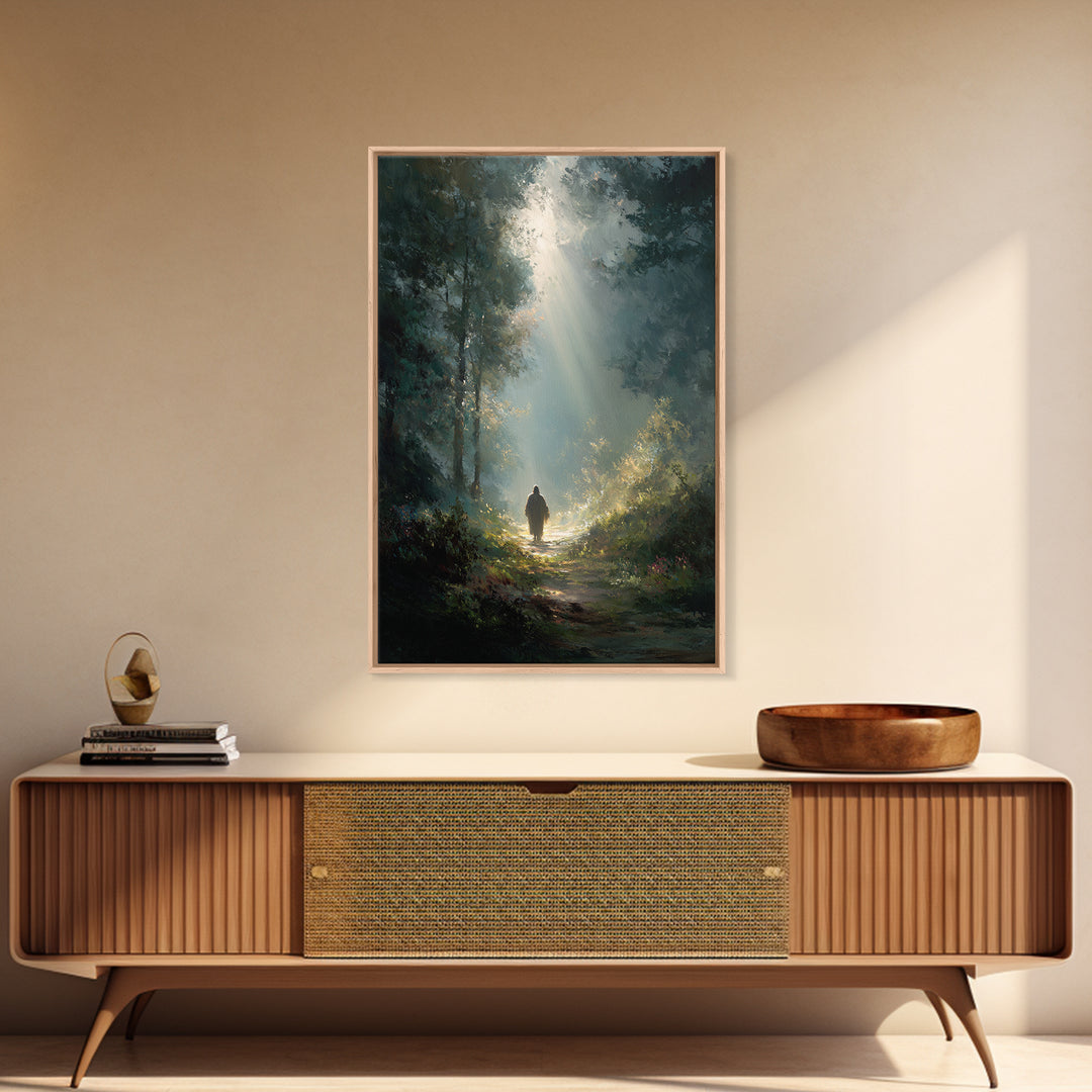 Dawn Of Peace – Framed Canvas Print – Christian Art Canvas – Christian Wall Art – Jesus Painting – Modern Christian Painting – Moody Christ
