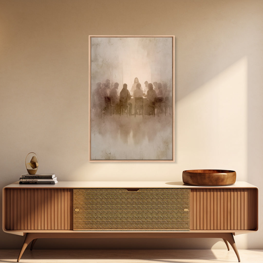 Sacred Gathering – Framed Canvas Print – Christian Art Canvas – Christian Wall Art – Jesus Painting – Minimalist Christian Art – Subtle Chr