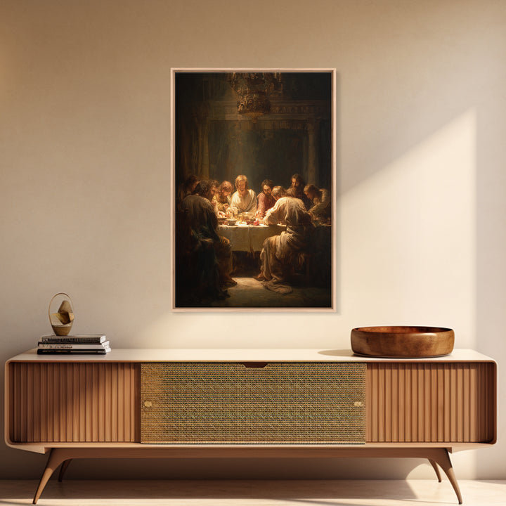 Last Supper Grace – Framed Canvas Print – Christian Wall Art – Christian Art Canvas – Large Jesus Painting – Moody Christian Art – Christia