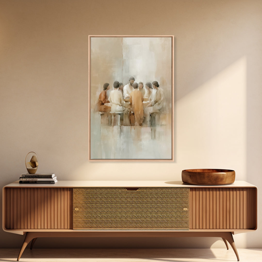 Soft Communion – Framed Canvas Print – Christian Art Canvas – Christian Paintings – Minimalist Christian Art – Christian Wall Art – Christi