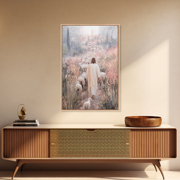 Path Of Mercy – Framed Canvas Print – Christian Wall Art – Jesus Painting – Christian Art Canvas – Pastoral Scenery – Christian Christmas A