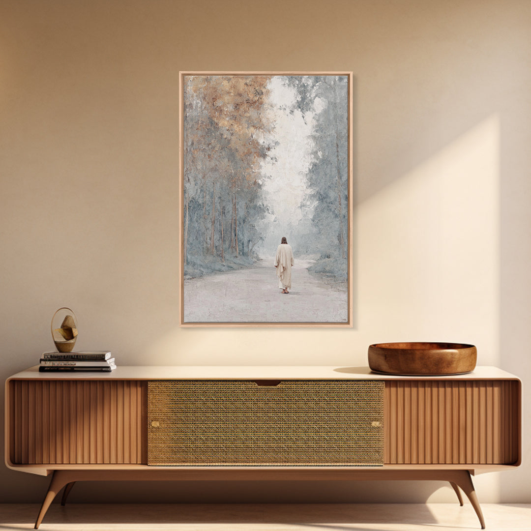 Peaceful Journey – Framed Canvas Print – Christian Wall Art – Christian Art Print – Jesus Painting – Minimalist Christian Art – Christmas D