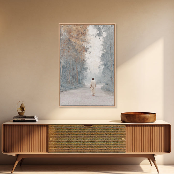 Peaceful Journey – Framed Canvas Print – Christian Wall Art – Christian Art Print – Jesus Painting – Minimalist Christian Art – Christmas D
