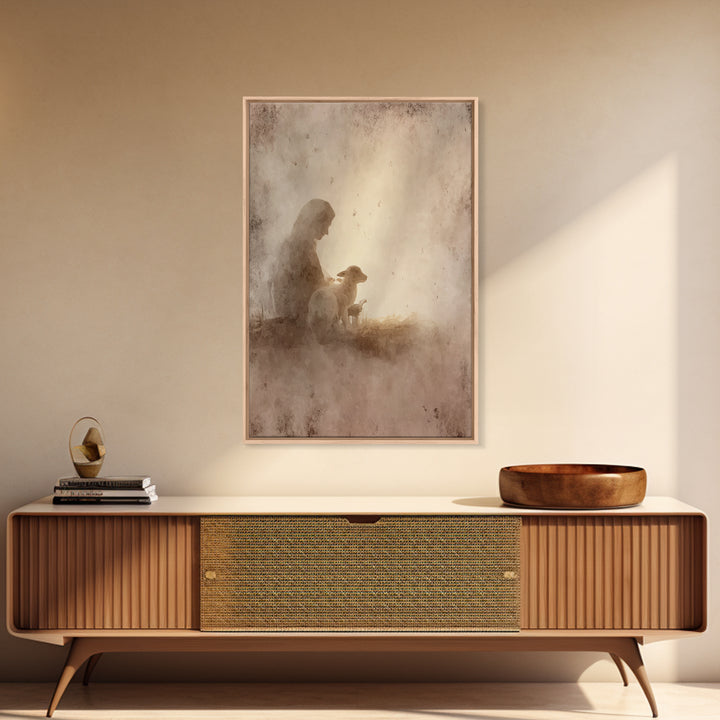 Gentle Guardian – Framed Canvas Print – Christian Art Canvas – Christian Wall Art – Christmas Art – Subtle Christian Art – Christian Decor