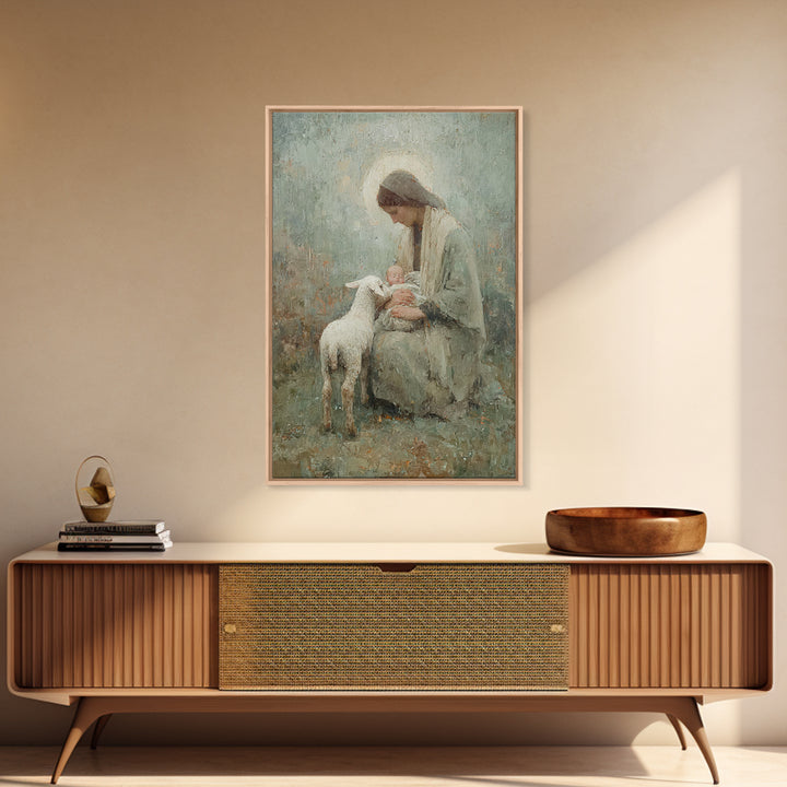 Holy Embrace – Framed Canvas Print – Christian Wall Art – Christian Art Print – Christian Art Canvas – Christmas Art – Christian Christmas