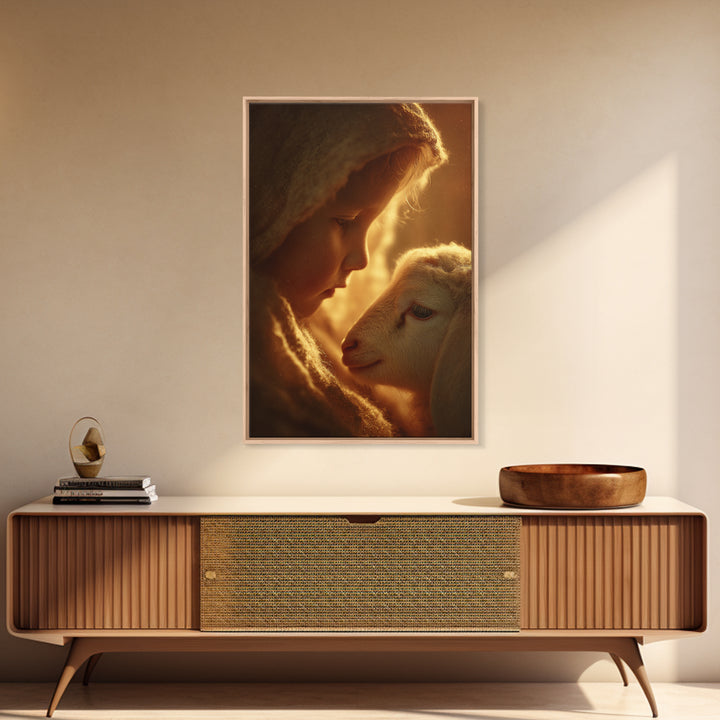 Warm Compassion – Framed Canvas Print – Christian Wall Art – Christian Art Canvas – Christian Art Print – Christmas Art – Christian Gift