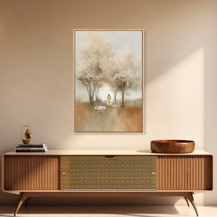 Blooming Shepherd Path | Framed Canvas Print | Christian Art Canvas | Christian Wall Art | Christian Art Gift | Jesus Painting | Subtle Chr