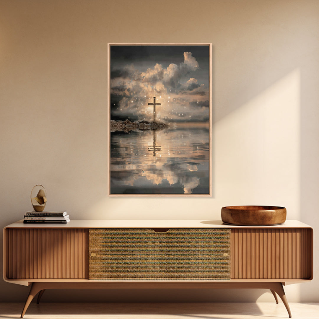 Dawn Of The Cross – Framed Canvas Print – Christian Art Canvas – Minimalist Christian Art – Christian Wall Art – Christian Decor – Subtle C
