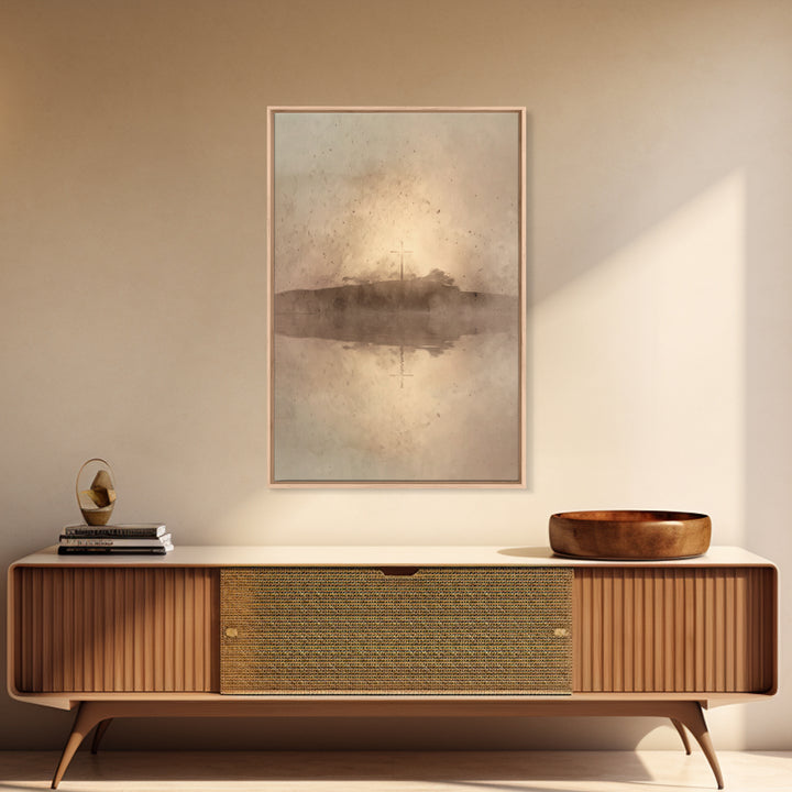 Eternal Crosslight – Framed Canvas Print – Christian Wall Art – Christian Art Canvas – Moody Christian Art – Vintage Christian Art – Christ