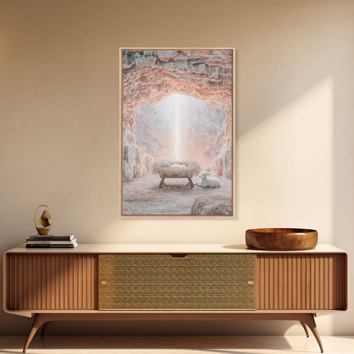Manger Of Glory – Framed Canvas Print – Christian Christmas Art – Christian Wall Art – Christian Art Canvas – Birth Of Jesus Painting – Chr