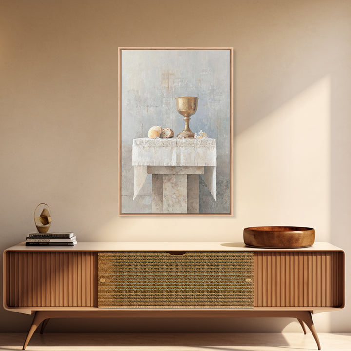 Sacred Communion Table, Framed Canvas Print, Christian Wall Art, Christian Art Painting, Christian Decor For Home, Christian Gift Ideas