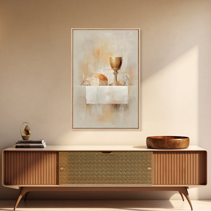 Holy Offering Light, Framed Canvas Print, Christian Wall Art, Minimalist Christian Art, Christian Art Print, Subtle Christian Paintings