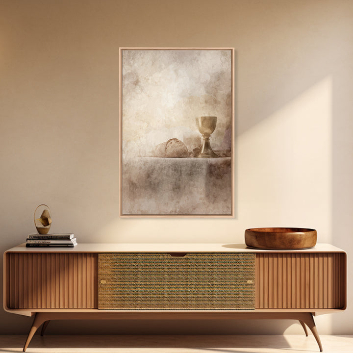 Quiet Communion Table | Framed Canvas Print | Christian Art Work | Christian Wall Art | Subtle Christian Art | Christian Decor