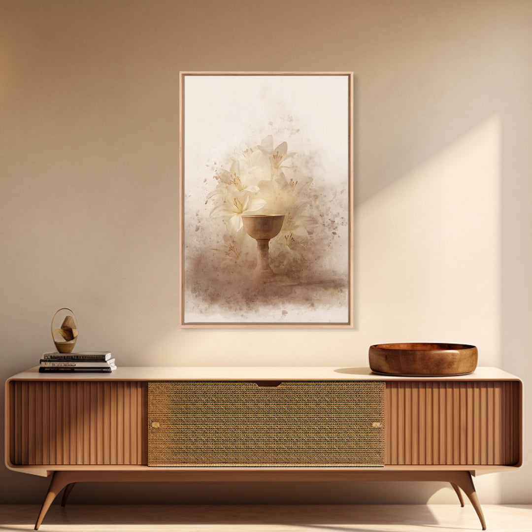 Lily Cup Blessing – Framed Canvas Print – Christian Wall Art – Christian Art Canvas – Unique Christian Art – Christian Decoration