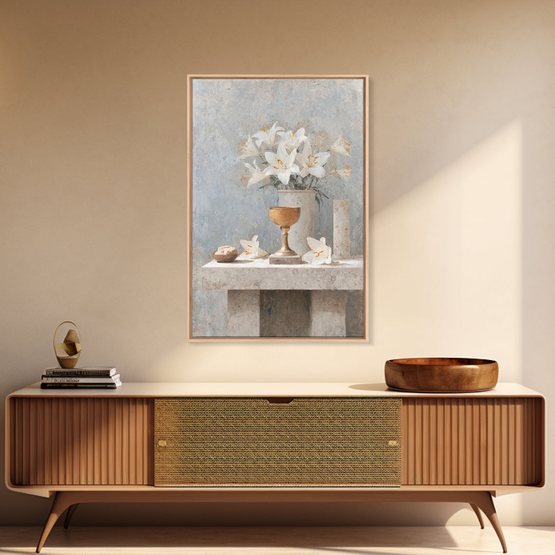 Lily Altar Grace | Framed Canvas Print | Christian Wall Art | Christian Art Painting | Christian Art Canvas | Christian Gift