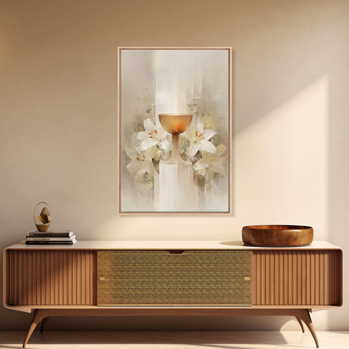 Radiant Chalice Bloom, Framed Canvas Print, Christian Wall Art, Christian Art Canvas, Modern Christian Painting, Christian Gift Ideas