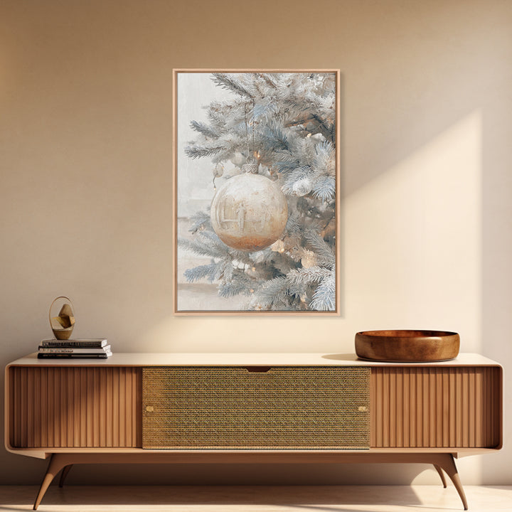 Winter Nativity Sphere – Framed Canvas Print – Christmas Art Prints – Christian Christmas Art – Framed Christmas Wall Art – Christian Decor