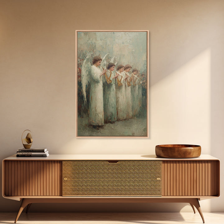 Angel Choir Light – Framed Canvas Print – Christian Art Canvas – Angel Art – Christian Painting – Christian Wall Art – Vintage Christian Ar