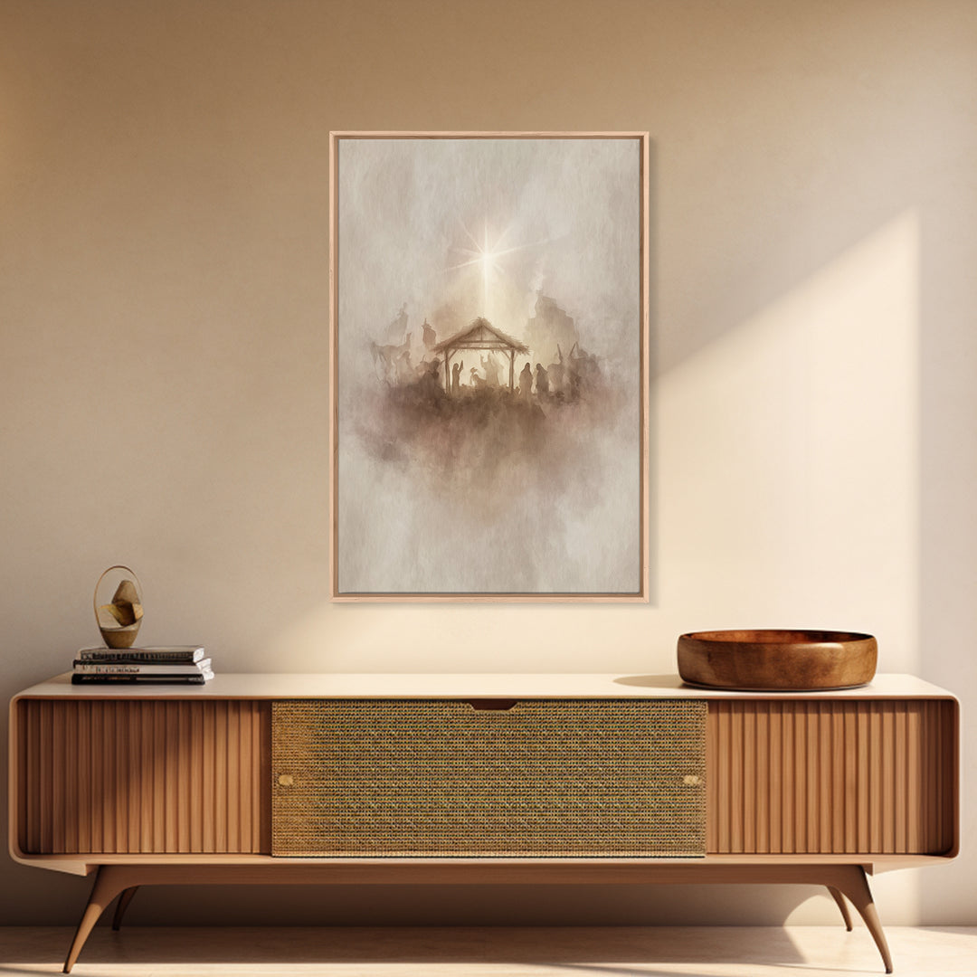 Guiding Star – Framed Canvas Print – Christian Wall Art – Christian Art Canvas – Christian Christmas Art – Jesus Painting – Christmas Wall