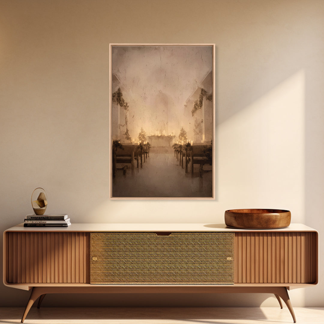 Midnight Sanctuary – Framed Canvas Print – Christian Wall Art – Christian Art Canvas – Christmas Art – Vintage Christian Art – Christian Ch