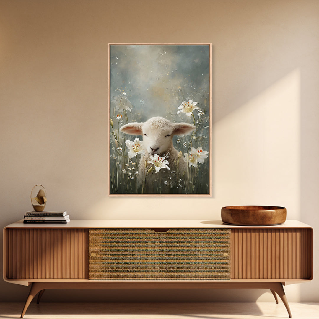 Meadow Serenity – Framed Canvas Print – Christian Wall Art – Christian Art Canvas – Christian Art Print – Christian Gift – Minimalist Chris