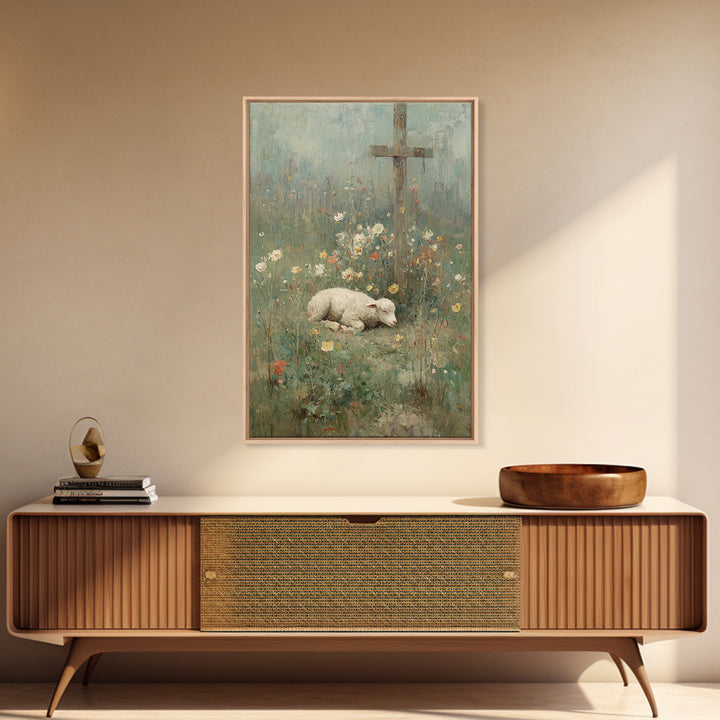 Sacred Meadow – Framed Canvas Print – Christian Wall Art – Vintage Christian Art – Christian Art Canvas – Christian Painting – Christian Gi