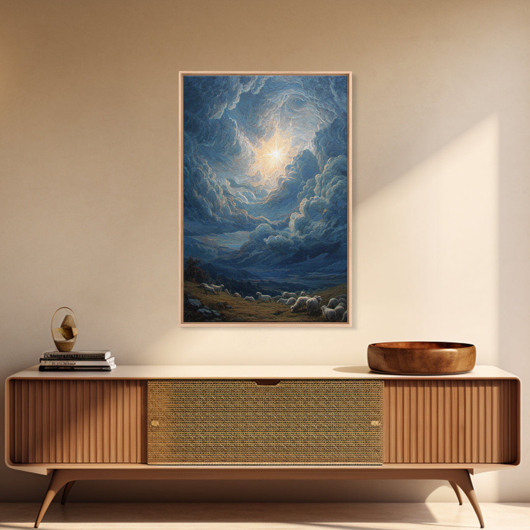 Starry Glory Sky | Framed Canvas Print | Christian Wall Art | Christmas Art | Christian Art Canvas | Christian Christmas Art