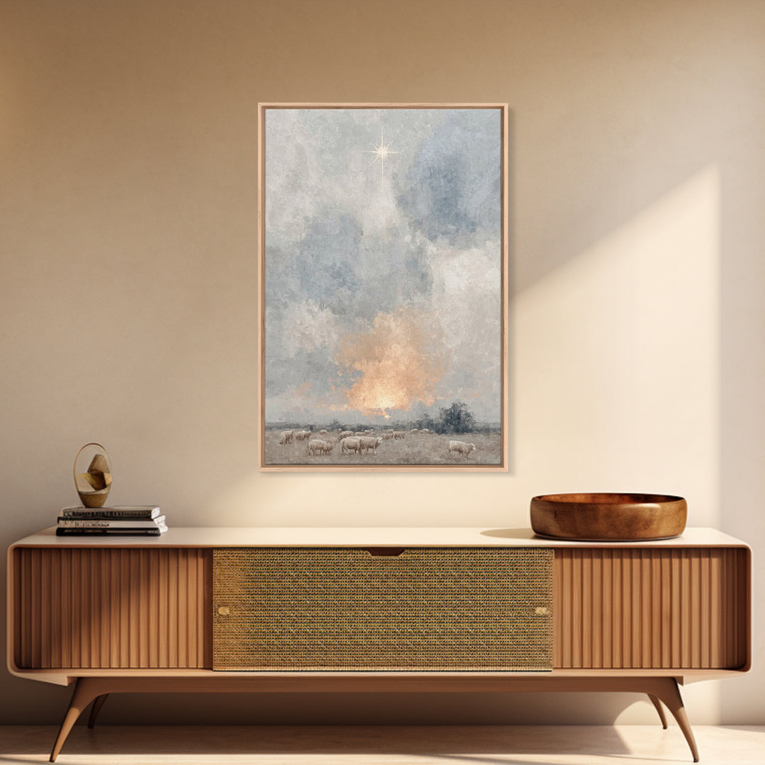 Dawn Star Wonder – Framed Canvas Print – Christmas Art – Christian Wall Art – Christian Art Canvas – Subtle Christian Art