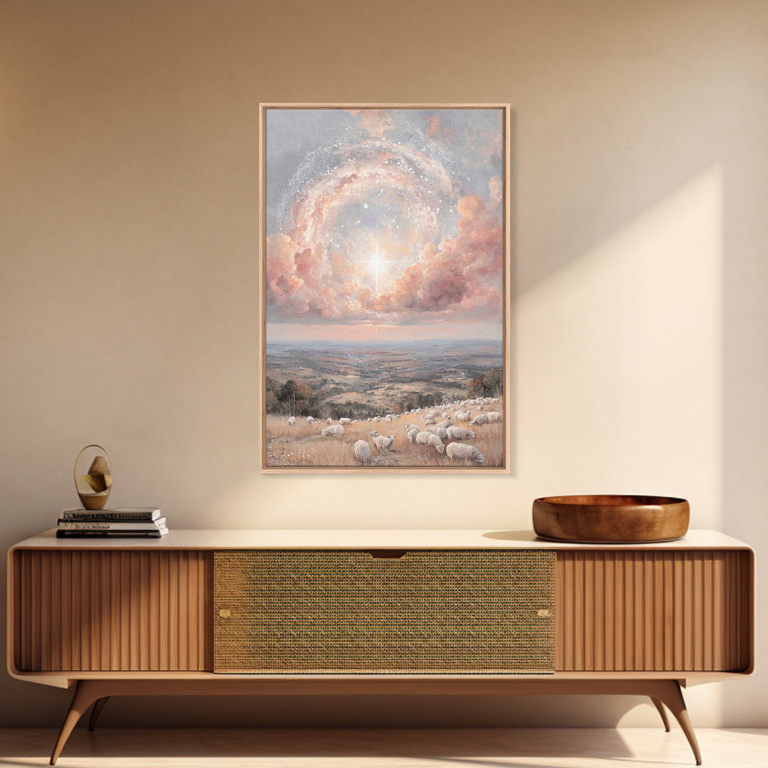 Glory In The Heights | Framed Canvas Print | Christian Wall Art | Christian Art Canvas | Christmas Art | Unique Christian Art