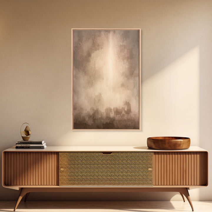 Silent Night Haze – Framed Canvas Print – Christian Art Canvas – Christian Wall Art – Moody Christian Art – Subtle Christian Art