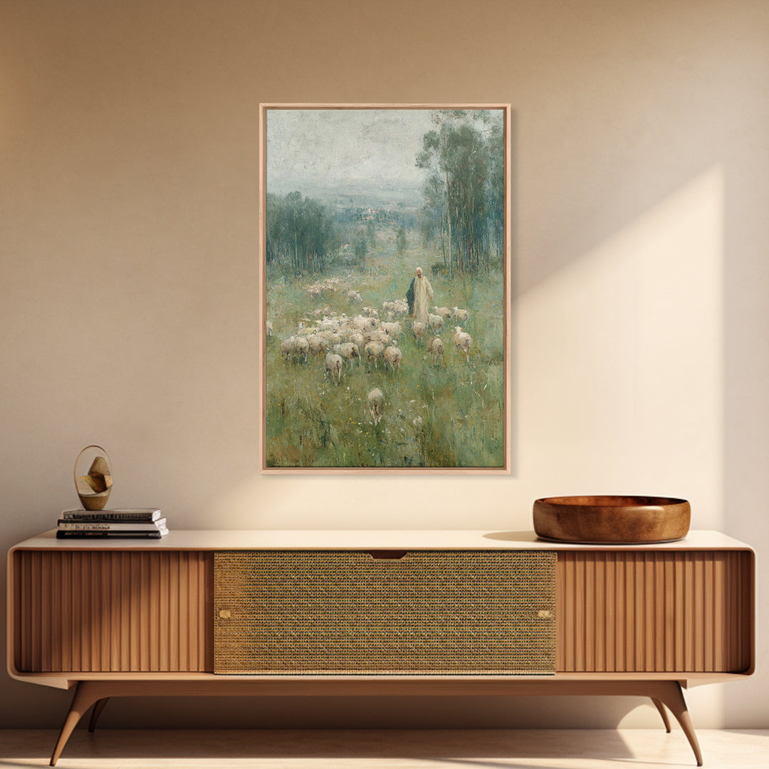 Pasture Of Hope – Framed Canvas Print – Christian Wall Art – Vintage Christian Art – Christian Art Canvas – Jesus Painting – Subtle Christi