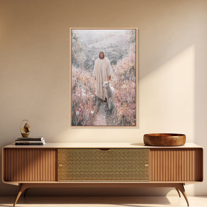 Garden of Light – Framed Canvas Print – Jesus Painting – Christian Wall Art – Christian Art Print – Christian Christmas Art