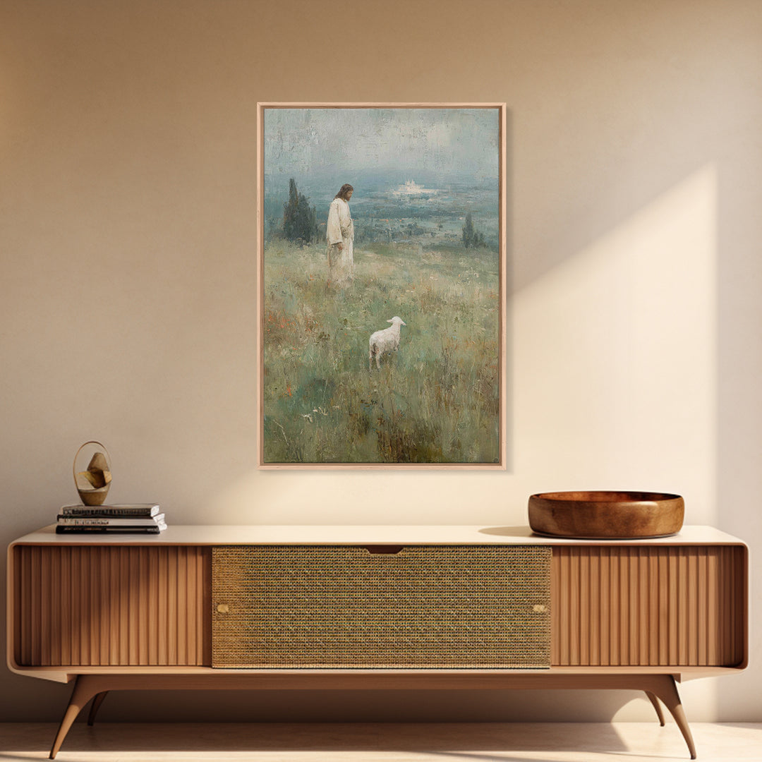 Valley of Stillness – Framed Canvas Print – Christian Wall Art – Christian Art Print – Jesus Painting – Vintage Christian Art