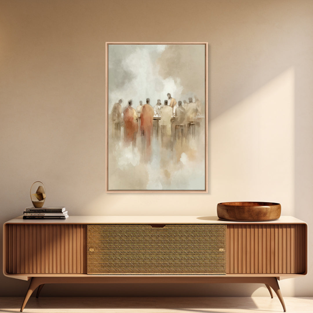 Heavenly Supper – Framed Canvas Print – Christian Wall Art – Jesus Painting – Christian Art Canvas – Christmas Art – Modern Christian Art