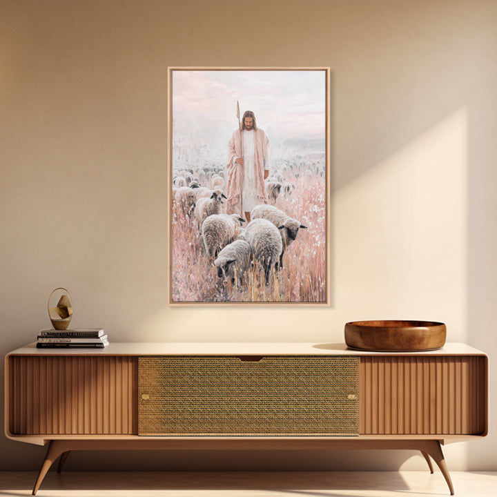 Gentle Shepherd | Framed Canvas Print | Christian Wall Art | Jesus Painting | Christian Art Canvas | Subtle Christian Art | Christian Gift