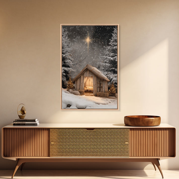 Silent Winter Nativity – Framed Canvas Print – Christian Art Canvas – Christian Christmas Art – Christian Wall Art – Christian Art – Jesus