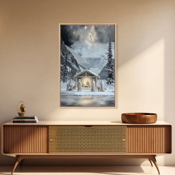 Shepherds In Stillness – Framed Canvas Print – Christian Christmas Art – Christian Art Canvas – Christian Art – Jesus Painting – Christian