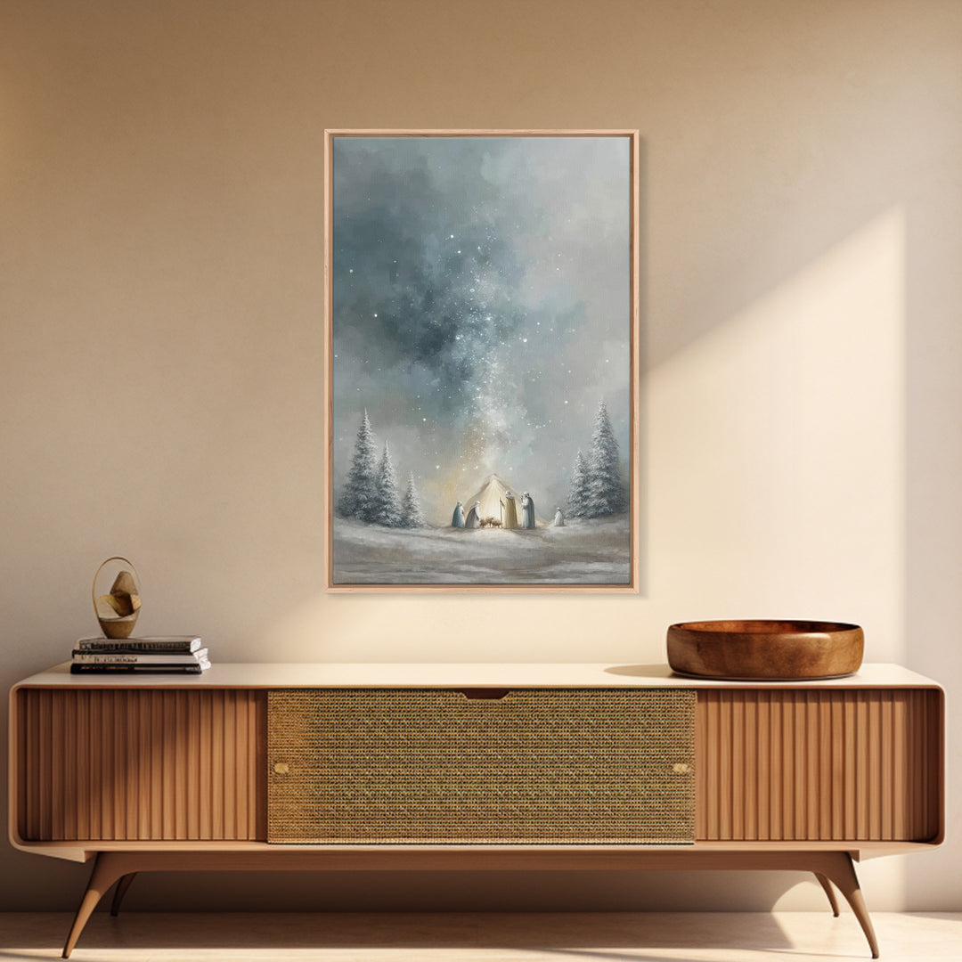 Guiding Star Arrival – Framed Canvas Print – Christian Wall Art – Jesus Painting – Christian Christmas Art – Christian Art Canvas – Christi