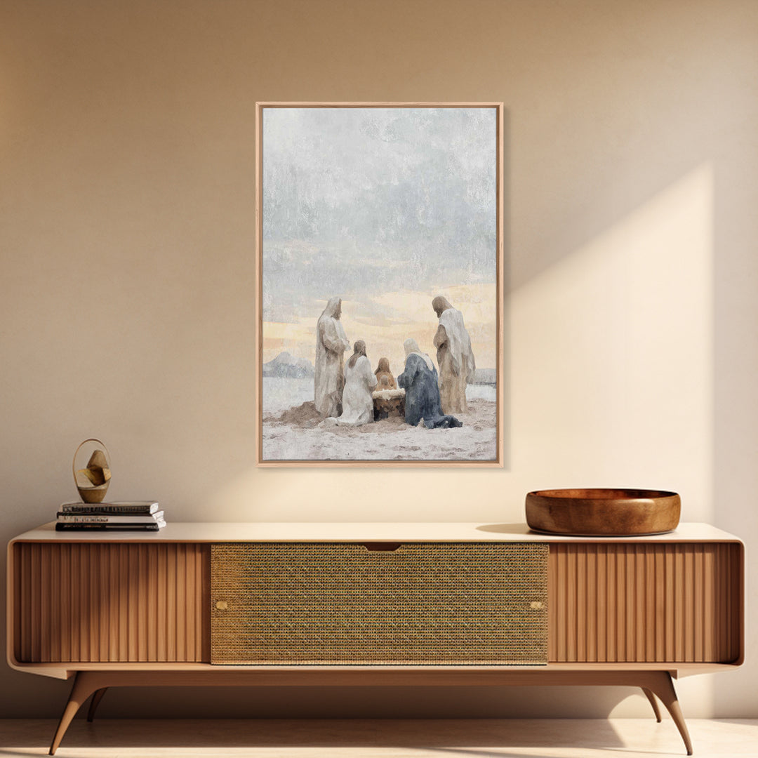 Dawn Of Adoration – Framed Canvas Print – Christian Art Canvas – Christian Art – Jesus Painting – Christian Christmas Art – Christian Wall