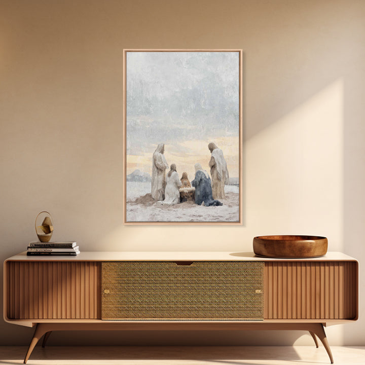Dawn Of Adoration – Framed Canvas Print – Christian Art Canvas – Christian Art – Jesus Painting – Christian Christmas Art – Christian Wall