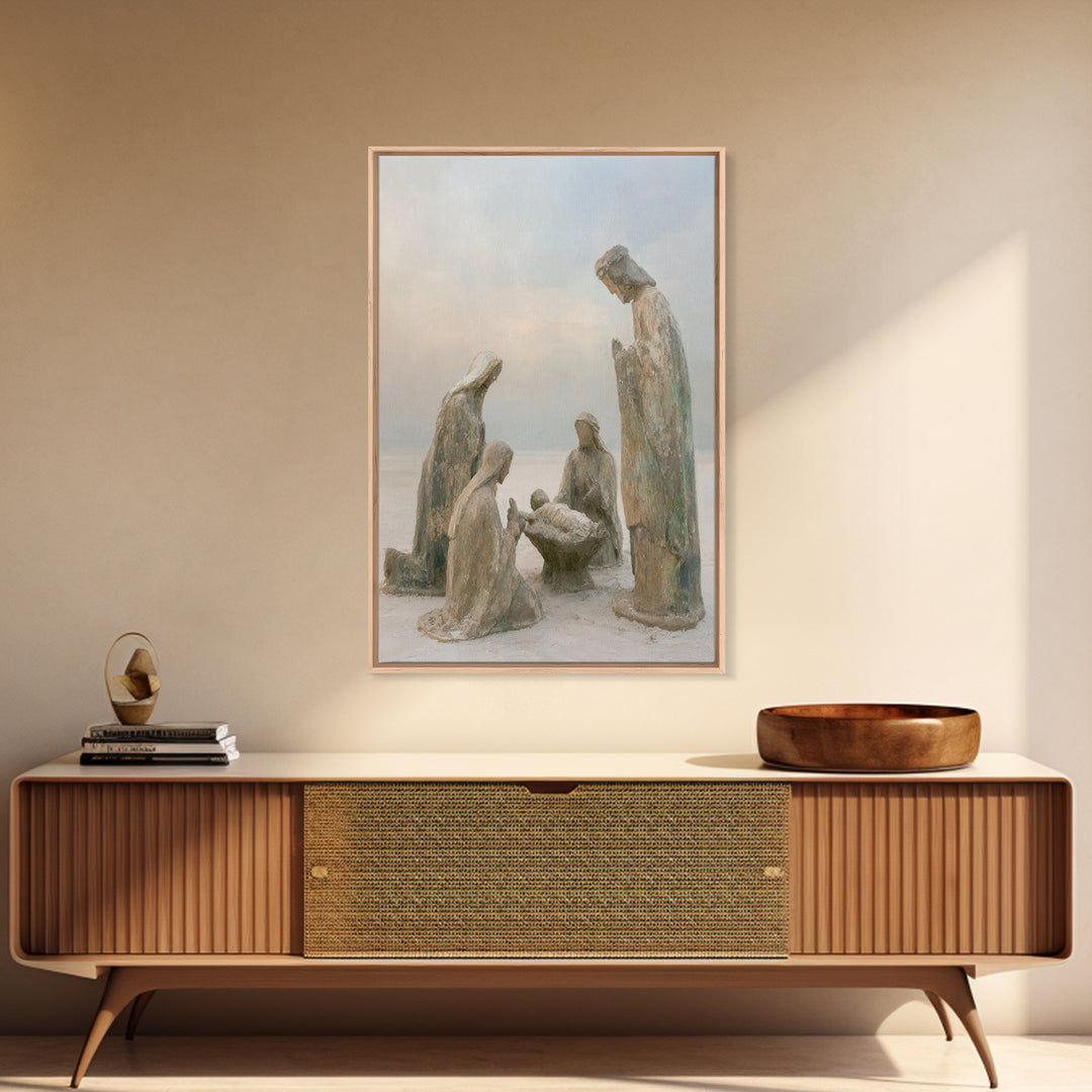 Humble Birth Scene – Framed Canvas Print – Jesus Painting – Christian Art – Christian Art Canvas – Christian Christmas Art – Christian Wall