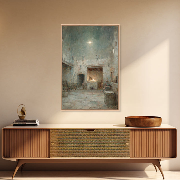 Stable Star Promise – Framed Canvas Print – Christian Wall Art – Framed Christmas Art – Christian Art Canvas – Jesus Painting – Christmas A