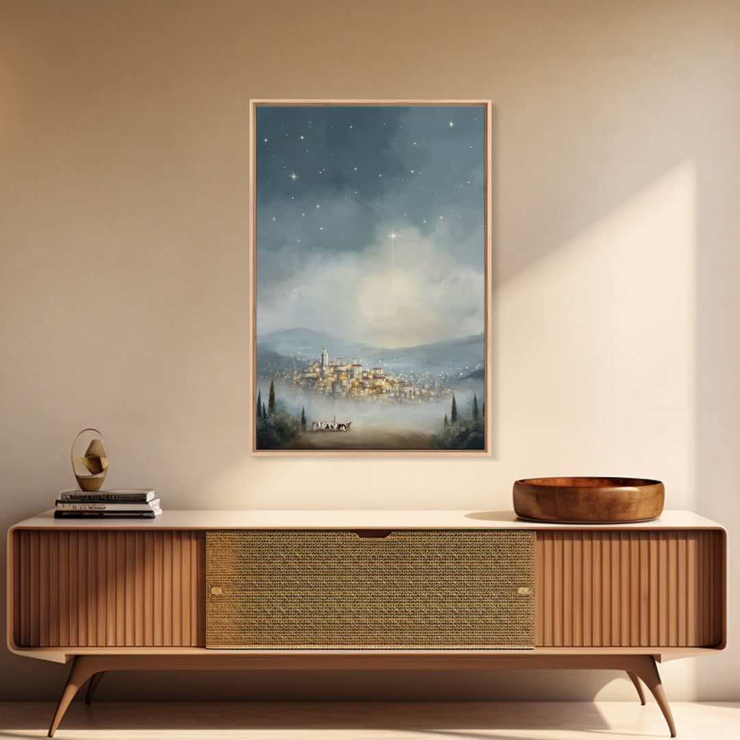 Bethlehem Star – Framed Canvas Print – Christmas Wall Art – Christian Christmas Art – Christian Art Canvas – Vintage Christmas Art