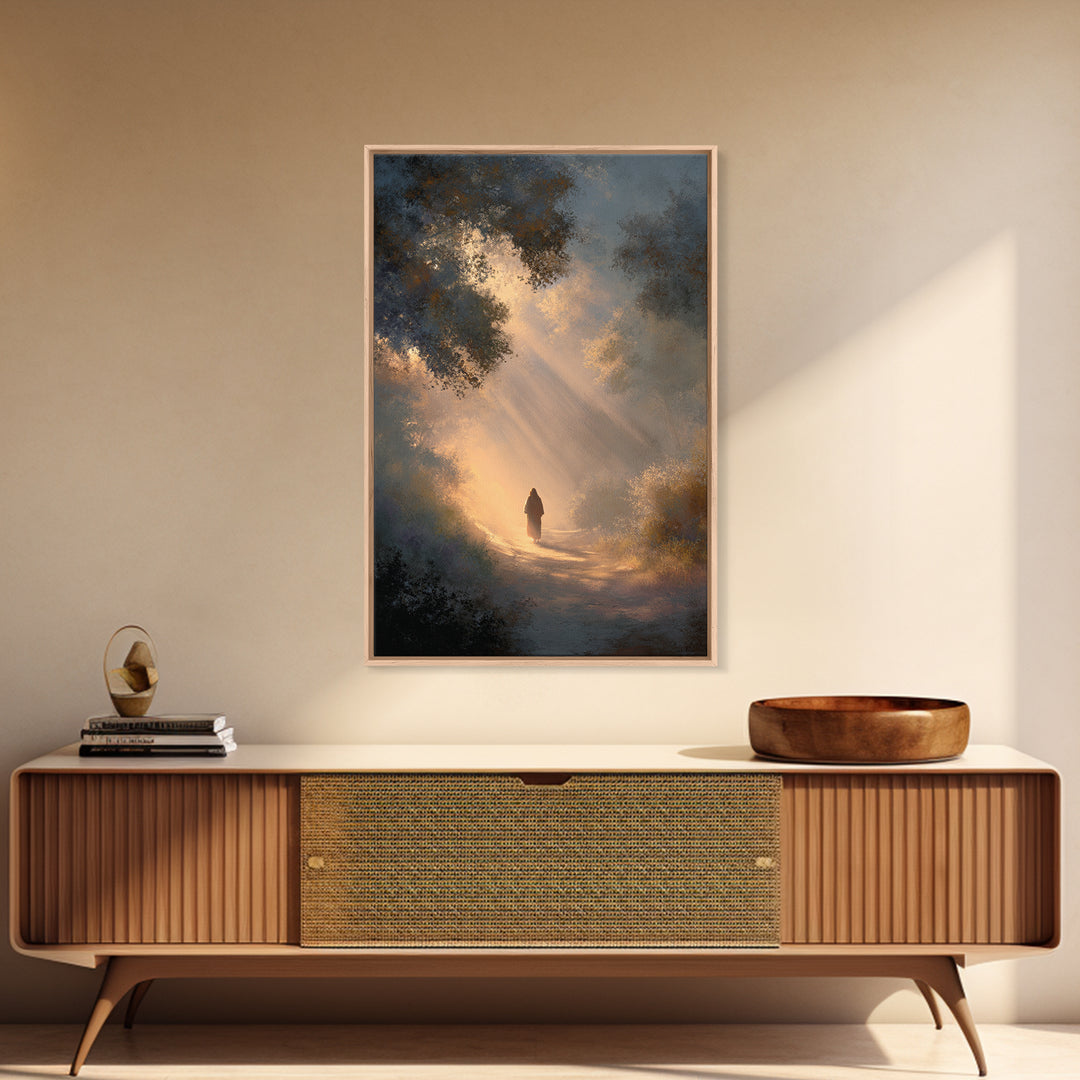 Path Of Light – Framed Canvas Print – Christian Wall Art – Jesus Painting – Christian Art Canvas – Christian Gift