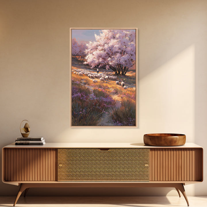 Shepherd’s Meadow, Framed Canvas Print, Christian Wall Art, Christian Art Canvas, Pastoral Christian Art, Christian Gift