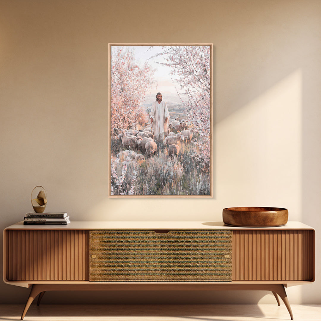 Gentle Shepherd – Framed Canvas Print – Christian Wall Art – Jesus Painting – Christian Art Canvas – Christian Home Decor