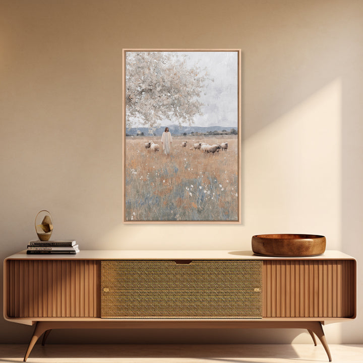 Fields Of Grace, Framed Canvas Print, Christian Wall Art, Jesus Painting, Christian Art Canvas, Subtle Christian Art