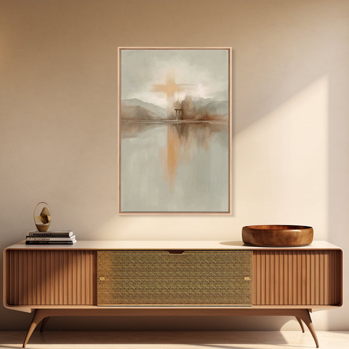 Radiant Hill Cross – Framed Canvas Print – Christian Wall Art – Christian Art Canvas – Minimalist Christian Art – Christian Art Print – Chr