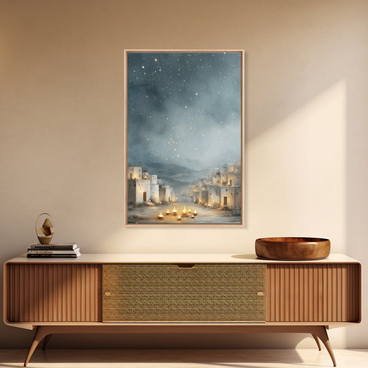 Starry Bethlehem Sky – Framed Canvas Print – Christmas Wall Art – Christian Art Canvas – Framed Christmas Art – Christian Christmas Art – C